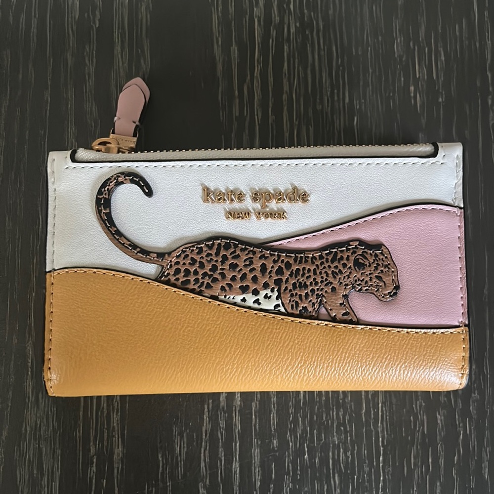 NWT Kate Spade Lucy Leopard Wallet